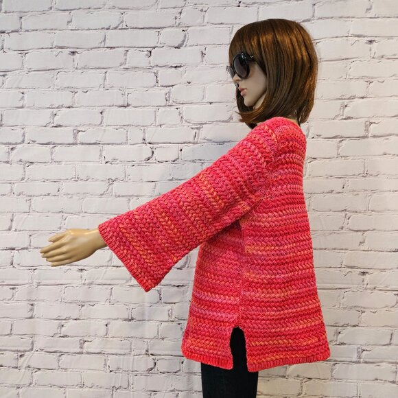 Designer - ST. JOHN Gorgeous 100% cotton pink/red/orange cable knit sweater - Picture 8 of 10